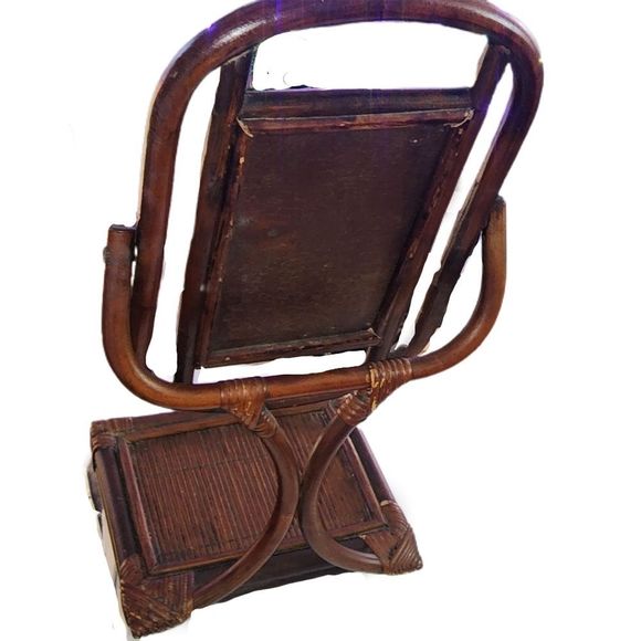 Vintage MCM Wicker Rattan Dressing Table Mirror Vanity Mirror Makeup Mirror - Picture 4 of 4